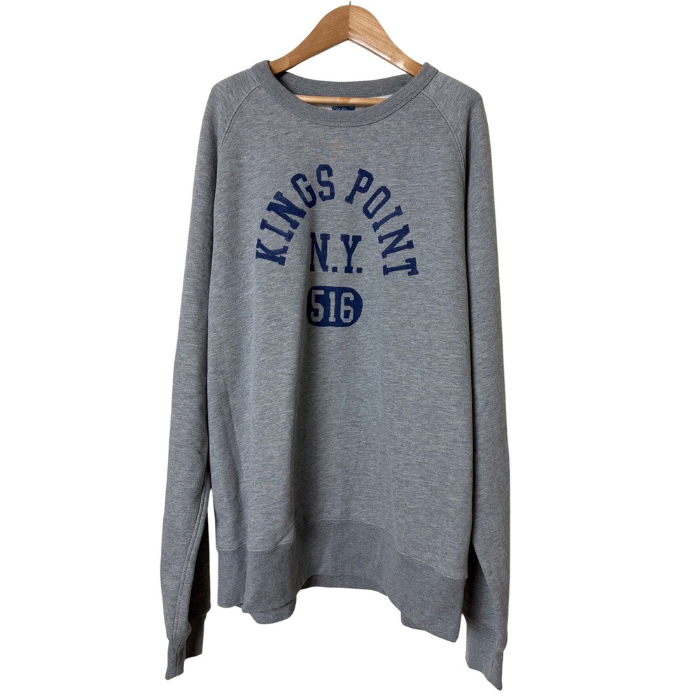 J. Crew Vintage Fleece Kings Point NY 516 Sweatshirt Gray Mens XXLT Tall